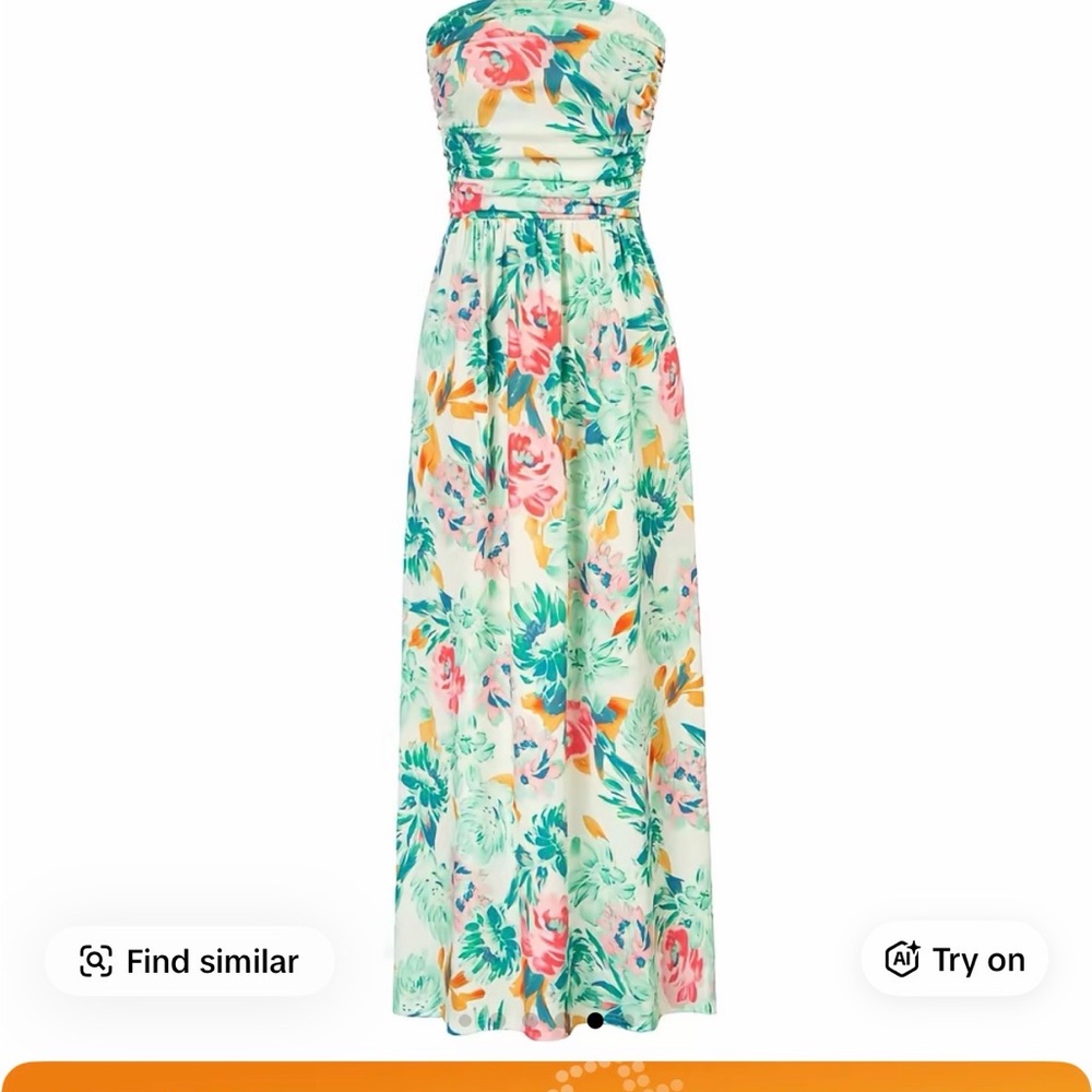 Grace Karin bohemian floral print midi strapless dress
